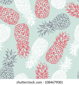  Vector seamless  pattern with  pineapple.