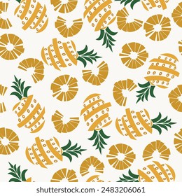 vector seamless pattern of pineapple fruit