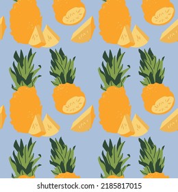 Vector seamless pattern with pineapple fruits. Abstract design for paper, cover, fabric