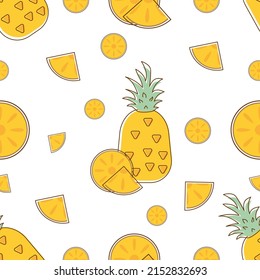 Vector seamless pattern with pineapple. Illustration of fruit.