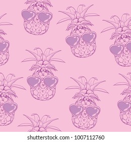 Vector Seamless Pattern with Pineapples