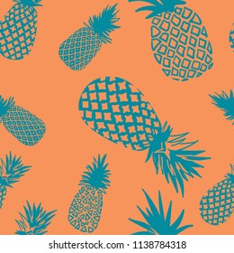 Vector Seamless Pattern of Pineapples