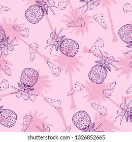 Vector Seamless Pattern with Pineapples