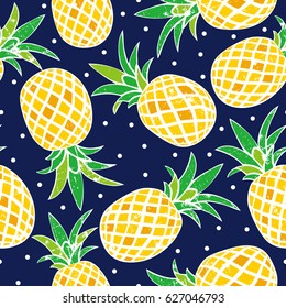 Vector Seamless Pattern with Pineapples