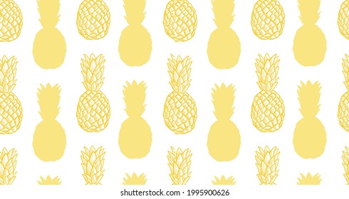 Vector seamless pattern, pineapples background, yellow and white colorful background template.
