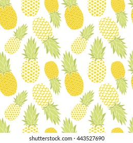 Vector seamless pattern with pineapples.  Bright background.