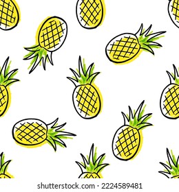 Vector Seamless Pattern with Pineapples, cartoon character summer wallpaper