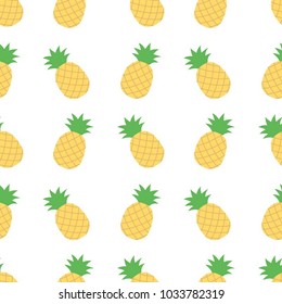 Vector seamless pattern with pineapples. Cute Tropical summer fruit background.