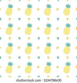 Vector seamless pattern with pineapples. Cute Tropical summer fruit background.