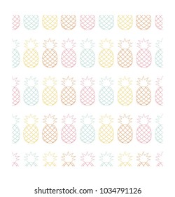Vector seamless pattern with pineapples. Cute Tropical summer fruit background.