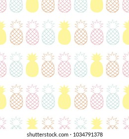 Vector seamless pattern with pineapples. Cute Tropical summer fruit background.