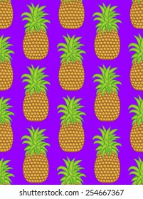 vector seamless pattern with pineapples on a purple background