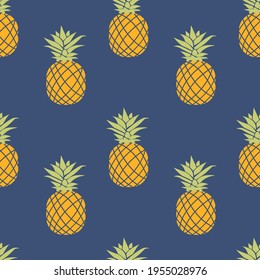 Vector Seamless Pattern with Pineapples. Simple flat background. Abstract image.