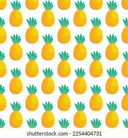 Vector seamless pattern with pineapples simple flat background