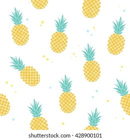 vector seamless pattern with pineapples, simple summer pattern