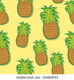 vector seamless pattern with pineapples stickers
