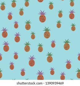 Vector seamless pattern with pineapples. Tropical Summer fruit 
