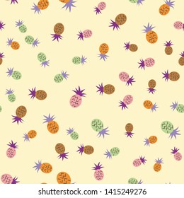 Vector seamless pattern with pineapples. Tropical Summer fruit 