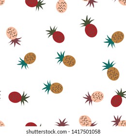 Vector seamless pattern with pineapples. Tropical Summer fruit