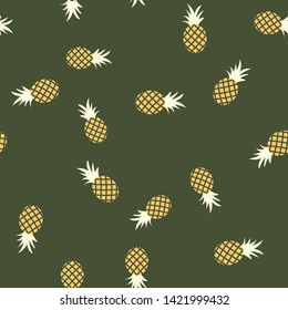 Vector seamless pattern with pineapples. Tropical Summer fruit 