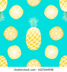 Vector Seamless Pattern with Pineapples,summer concept.