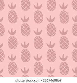 Vector seamless pattern with pineapple.Tropical jungle cartoon leaf.Pastel plant background.Cute natural pattern for fabric, childrens clothing,textiles,wrapping paper.
