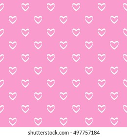 Vector seamless pattern. Pink background with hearts.