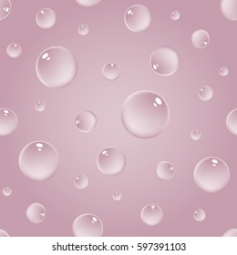 Vector seamless pattern of pink bubbles on the pink background. 