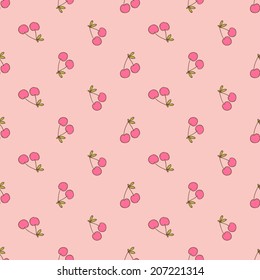 Vector seamless pattern with pink cherry 