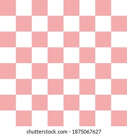 Vector seamless pattern of pink chess board checkered texture isolated on white background