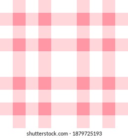 Vector seamless pattern of pink colored checkered crossed plaid isolated on white background