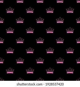 vector seamless pattern with pink crowns 