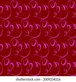 Vector seamless pattern with pink curls. Background illustration, decorative design for fabric or paper. Ornament modern