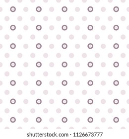 Vector seamless pattern with pink dots on white background. Can be used for cover, print, web, banners, wallpaper, wrapping paper.