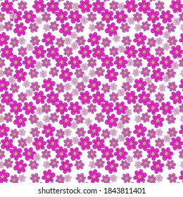 Vector seamless pattern with pink flowers on a white background. Use in fabric, wrapping paper, wallpaper, bags, clothes, dishes, cases on smartphones and tablets.