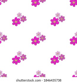 Vector seamless pattern with pink flowers on a white background. Use in fabric, wrapping paper, wallpaper, bags, clothes, dishes, cases on smartphones and tablets.
