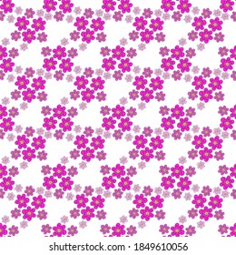 Vector seamless pattern with pink flowers on a white background. Use in fabric, wrapping paper, wallpaper, bags, clothes, dishes, cases on smartphones and tablets.