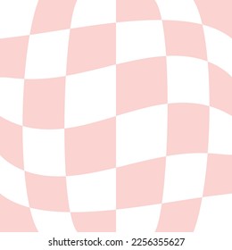 Vector seamless pattern of pink groovy retro chessboard texture isolated on white background