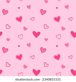 Vector seamless pattern with pink heart