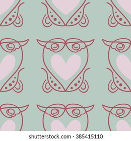 Vector seamless pattern. Pink heart.