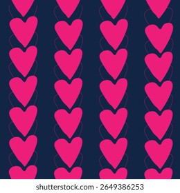 Vector seamless pattern with pink hearts.This vibrant ttern is ideal for creating fun and appealing designs in clothing, accessories, home textiles, stationery, and digital products.