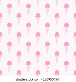 Vector seamless pattern with pink ice sceam cones; simple cute design for fabric, wallpaper, packaging, textile, web design.