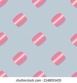 Vector seamless pattern with pink macaroons