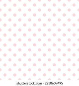 Vector seamless pattern with pink polka dots on white background	