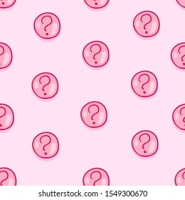 Vector Seamless Pattern of Pink Question Marks. Quiz Background.