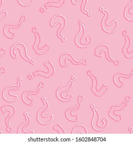 Vector Seamless Pattern of Pink Question Marks. Quiz Background.