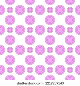 Vector seamless pattern of pink rings on white background. Suitable for web sites, textile, clothes, postcards, background 
