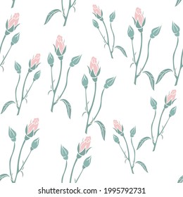 Vector of seamless pattern with pink roses buds