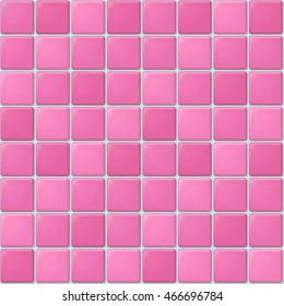 Vector Seamless Pattern Of Pink Square Mosaic. Tile Background