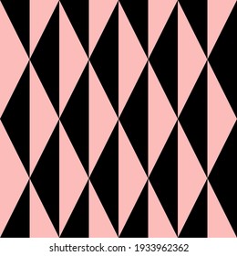 Vector seamless pattern with pink triangle shapes tiling. Repeating minimalistic geometric checkered texture. Abstract monochrome background design.